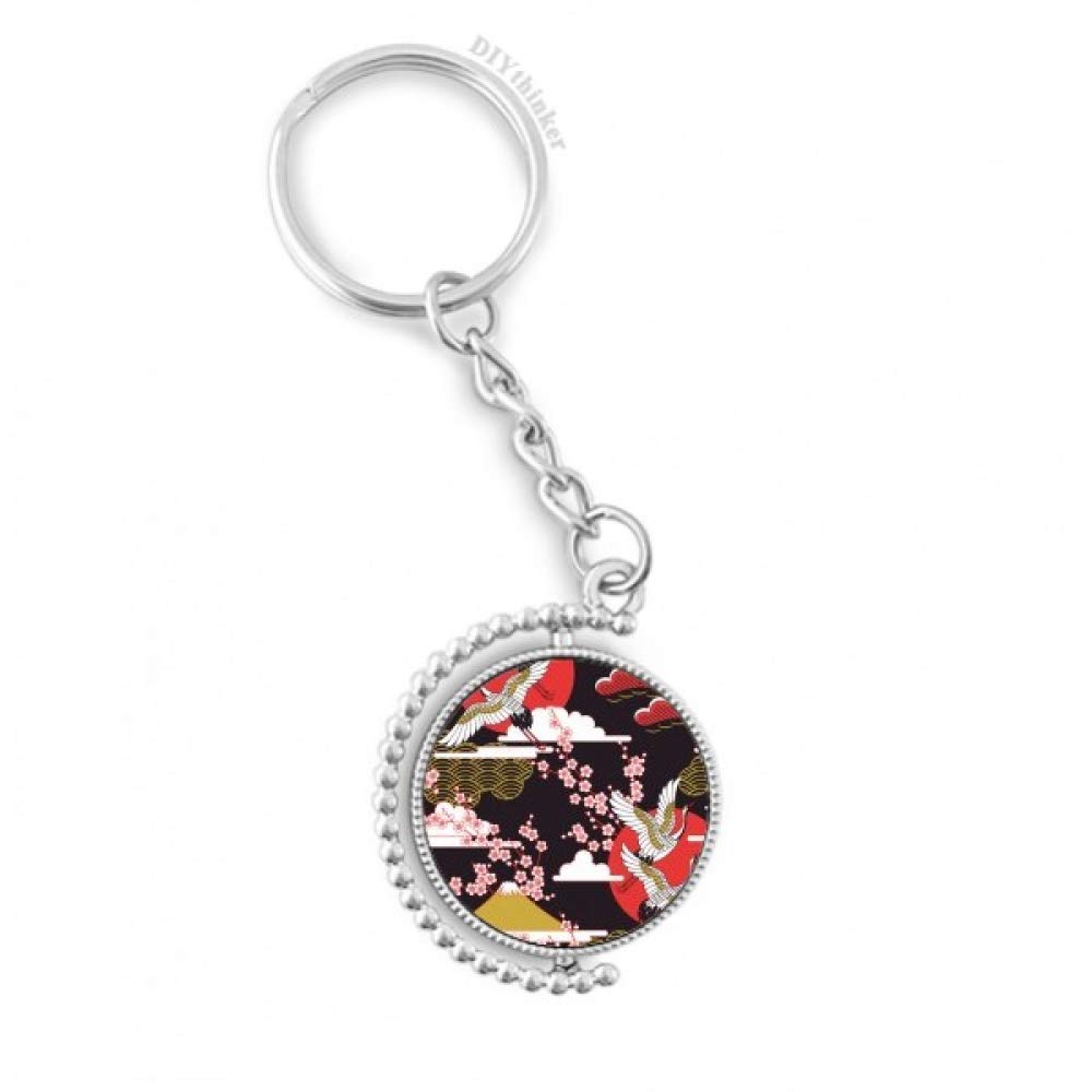 Anillo de la cadena para llaves con nubes Sakura y grúas de Japón para coche 4