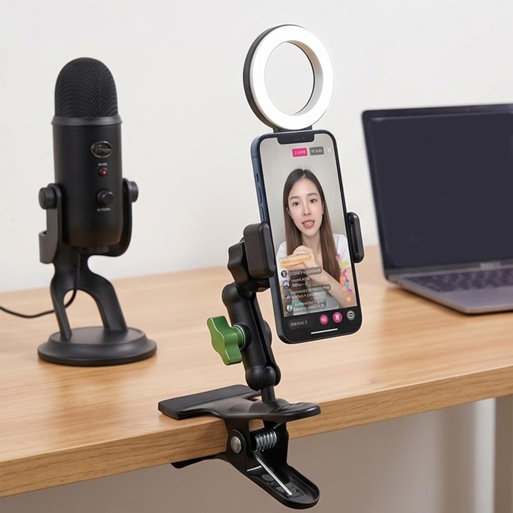 Supporto da tavolo per cellulare magnetico con morsetto rotante a 360 gradi