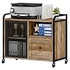 Bon augure filing cabinet for home office lateral file cabinet with drawer for letter a4 size mobile printer stand with open storage vintage oak  urban country home decor