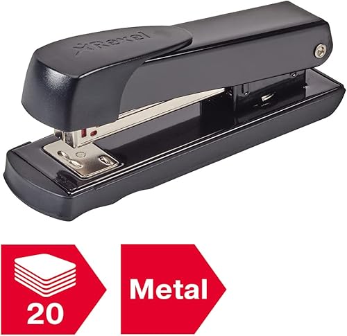 Miniatura 2 de Rexel Meteor - Engrapadora de media tira, capacidad para 20 hojas, utiliza grapas 246 y 266, cuerpo de metal, negro, 2100019