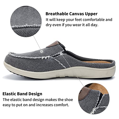 B Beasur Men's Slippers Slip On Wide Shoes Orthotic Arch Support Indoor Outdoor House Clog Loafers For Plantar Fasciitis Blackgrey 11.5 #TOP1