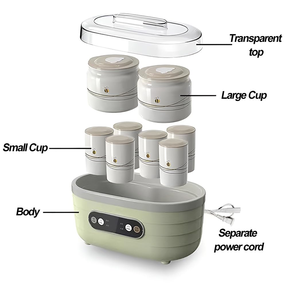 Yaourtière Multifonctionnelle,Mini Machine À Vin De Riz Automatique Faite Maison Avec Écran Tactile Intelligent,2 Grandes Et 6 Petites Tasses For Des Desserts Sains Et Frais À Faible Teneur En Calorie