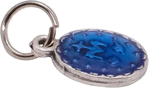 Miniatura 4 de VILLAGE GIFT IMPORTERS Paquete de 10 cuentas milagrosas de medalla, esmalte azul y metal plateado, 0.5 pulgadas de alto, ideal para hacer joyas y
