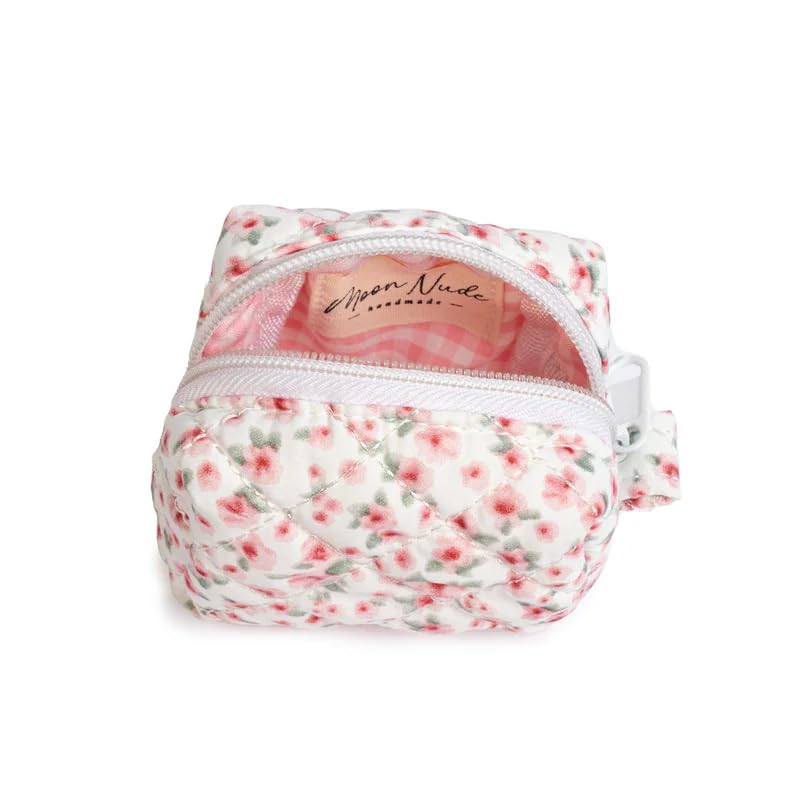 Moon Nude Mini Bag Charm Keychain Pouch Quilted Coin Purse Cute Keychain Bag Miniature Makeup Bag Organizer Case for Keys Lip Balm Jewelry Small Accessories Soft Multi Function - Peony