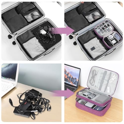 AiQInu Bolsa Organizador Cables Universal de Viaje, Electrónico, Accesorios para Tableta, Disco Duro Externo,Cargador, Cable USB, Adaptadores, Tarjetas de Memoria - imagen 5