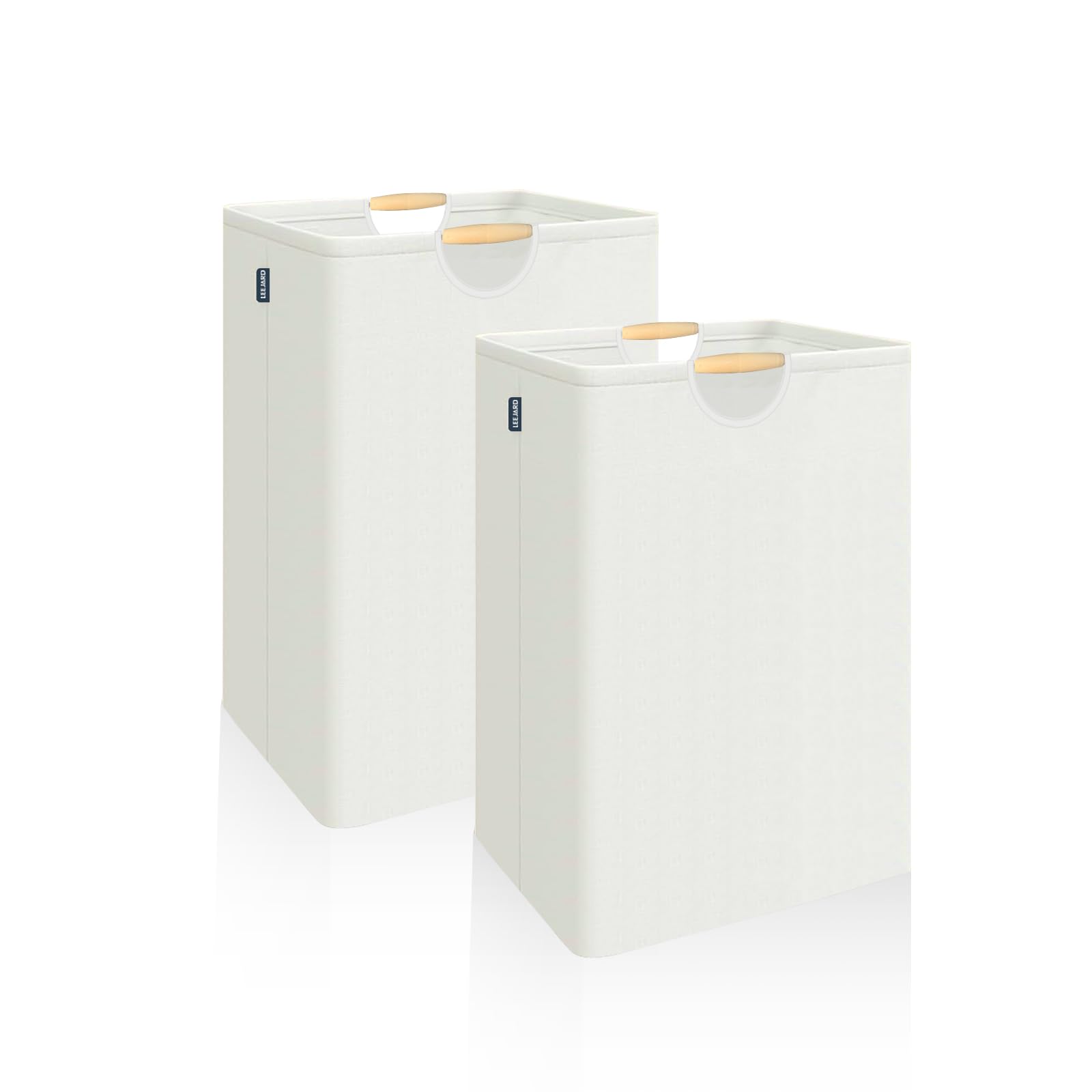 2-Pack Large Laundry Basket, Thickened Foldable Laundry Basket with handles, Waterproof Dirty Clothes Hamper for Bathrooms and laundry Rooms (White, 80L)