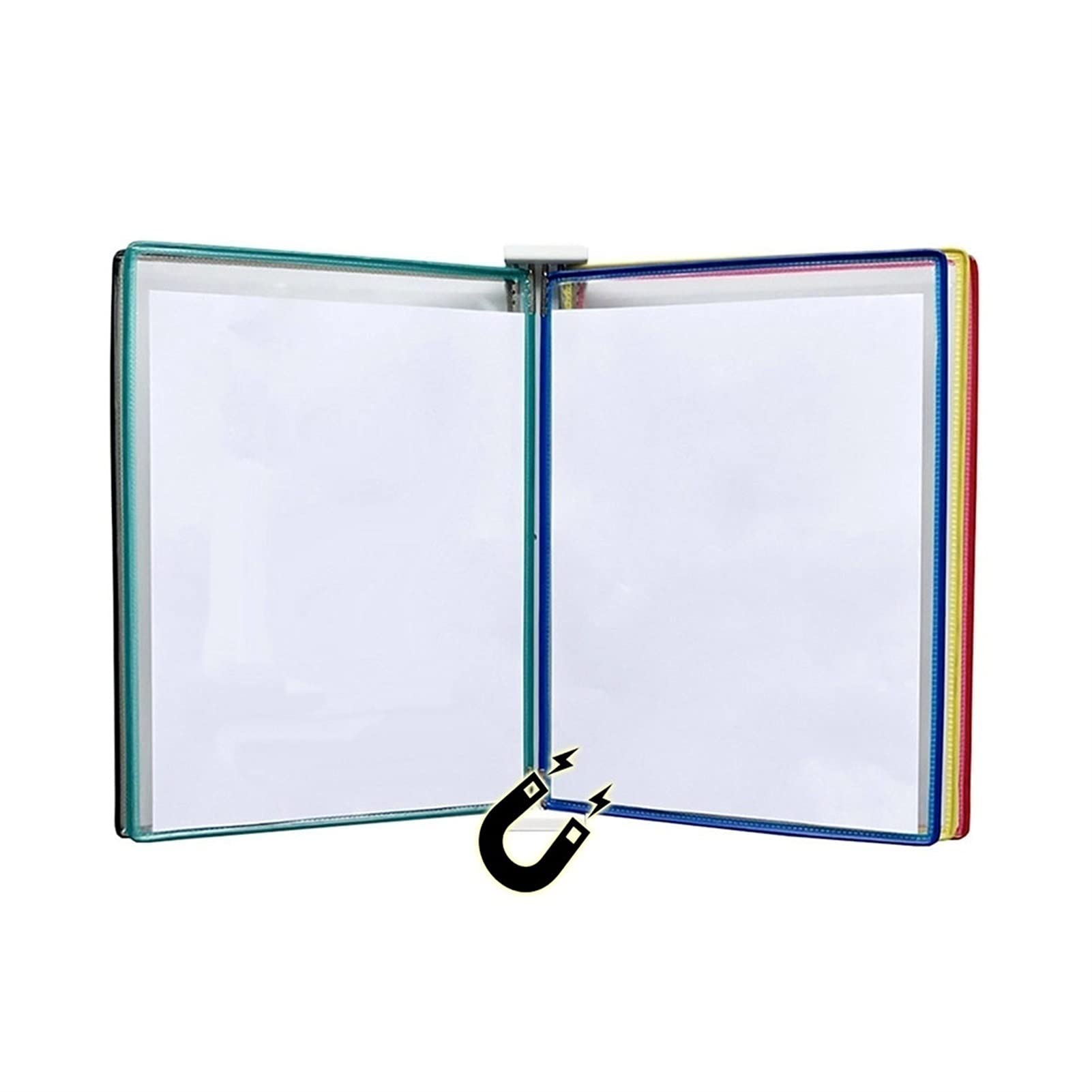 OLSKFUH Wall Mount Reference Display System, Hanging Wall File Organizer, A3 Display Folder -, [16.53Inch×11.69Inch] 10 Pockets, Attached To Metal Device,Folders,Color-17.7x13x2IN