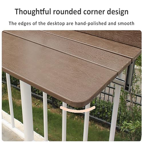 Table suspendue pliante de balcon réglable en hauteur pour balustrade