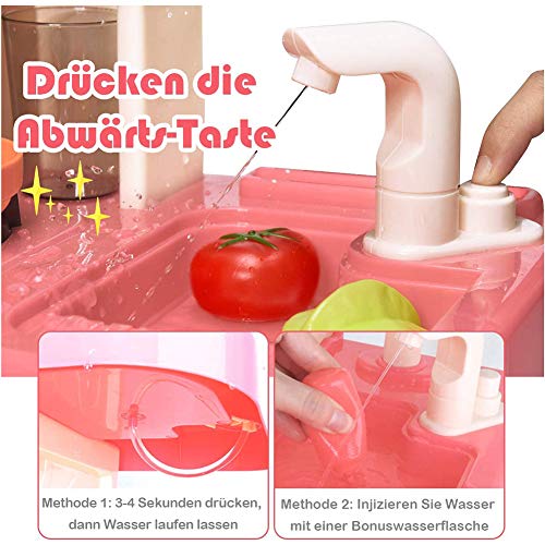 MEILINL Kinderküche Spielküche Spielzeug Küche Vorgetäuschtes Küche Rollenspiel Set Mit Induktionskochfeld Wasserspielen… – Bild 5