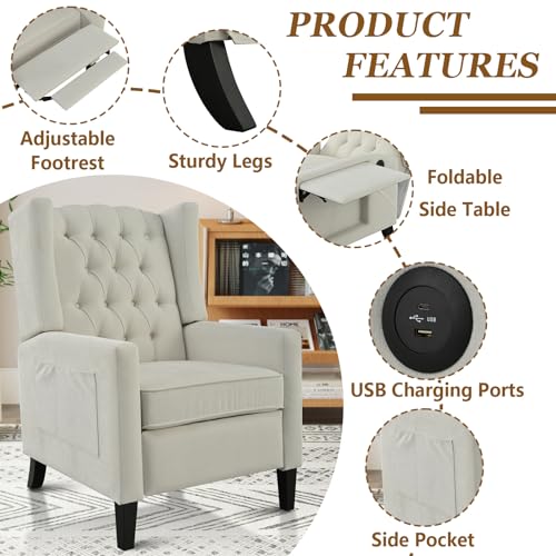 Sillón Plegable Beige con Mesita y Puertos USB miniatura 5