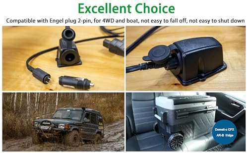 Image of 12V /24V 10900028 Threaded Socket Surface Mount Outlet, 12V Cigarette Lighter Splitter Outlet Power Socket Adapter Connector for Engel Fridge, 4WD 4x4 Camper Trailer Marine Boat Caravan