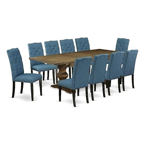 East West Furniture LAEL11-71-21 11 Piece Dinette Set Includes a