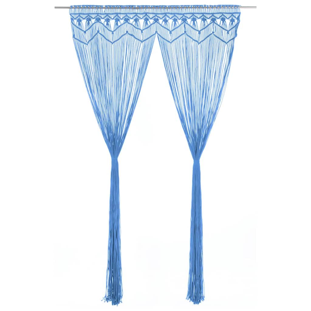 Rideau Macrame en coton bleu 140 x 240 cm