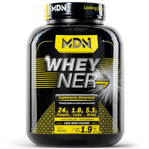 Proteínas, Mdn Sports, Whey Protein 100%, Wheyner, Sabor Vainilla, 65 servicios, 4.3 lb , 30 g porcion…