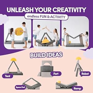 ComfyBumpy Modular Kids Couch | Sectional Kids Sofa for Girls and Boys Playroom - Foldable Toddler Couch Convertible Play Set - Fortplay and Bedroom Furniture for Toddlers | 8-Pieces ComfyBumpy Modular Kids Couch Sectional Kids Sofa for Girls and Boys Playroom Foldable Toddler Couch Convertible Play Set Fortplay and Bedroom Furniture for Toddlers 8 Pieces