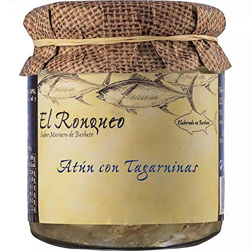 Tarro de Ventresca de Atún con Tagarninas 250 gramos | Conservas de pescado El Ronqueo | Conserva gourmet elaborada con aceite de girasol en Barbate (España)