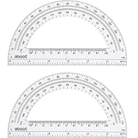 EBOOT Plastic Protractor Math Protractors 180 Degrees, 6 Inch, Pack of 2 (Clear)