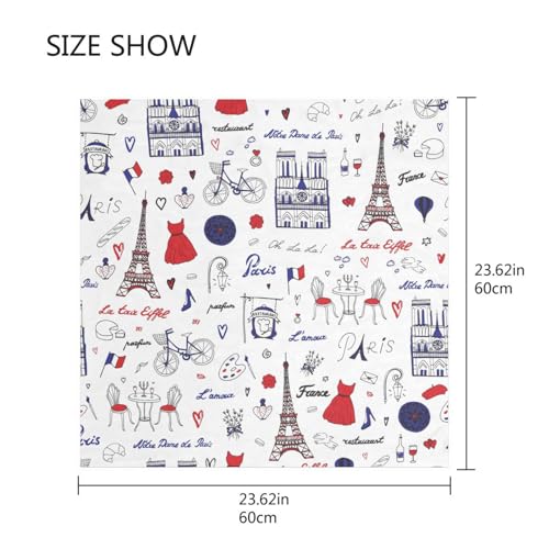 Square Scarf Paris Eiffel Tower Silk Feeling Bandanas Head Scarfs Hair Wraping Neckerchief for Women 23.6 Inch2