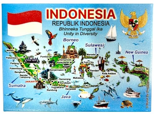 Imán Decorativo de Refrigerador Mapas de Indonesia 2.5 x 3.5 in miniatura 1