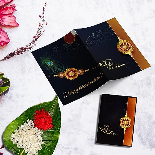 Image of DeoDap Multicolor BHAI coded rakhi / Bracelet (K1 527 AS) & Effete Assorted Chocolate Dry fruits 96gm with Silver Color Pooja Coin, Roli Chawal & Greeting Card, Occasion, Rakhi for brother with gift, Rakhi with chocolate, rakhi combo for brother, Set of 1 Rakhi, Rakhi Chocolate Gift combo