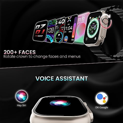 Image of Kratos SW16 Ultra Smartwatch with 1.85 inch Full Touch Display, Bluetooth Calling, Voice Assistant, IP67, 200+ Watch Faces, Multi Sports Modes, Rotating Crown, Metallic Body, Wireless Charging Smart Watch