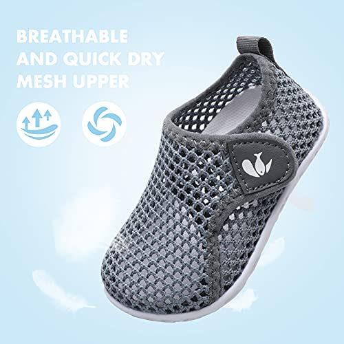 Toddler Baby Water Shoes Kids Swim Soft Sole Shoes Walking Sneakers Slip On Shoes Mesh Grey 2-2.5 Years Toddler