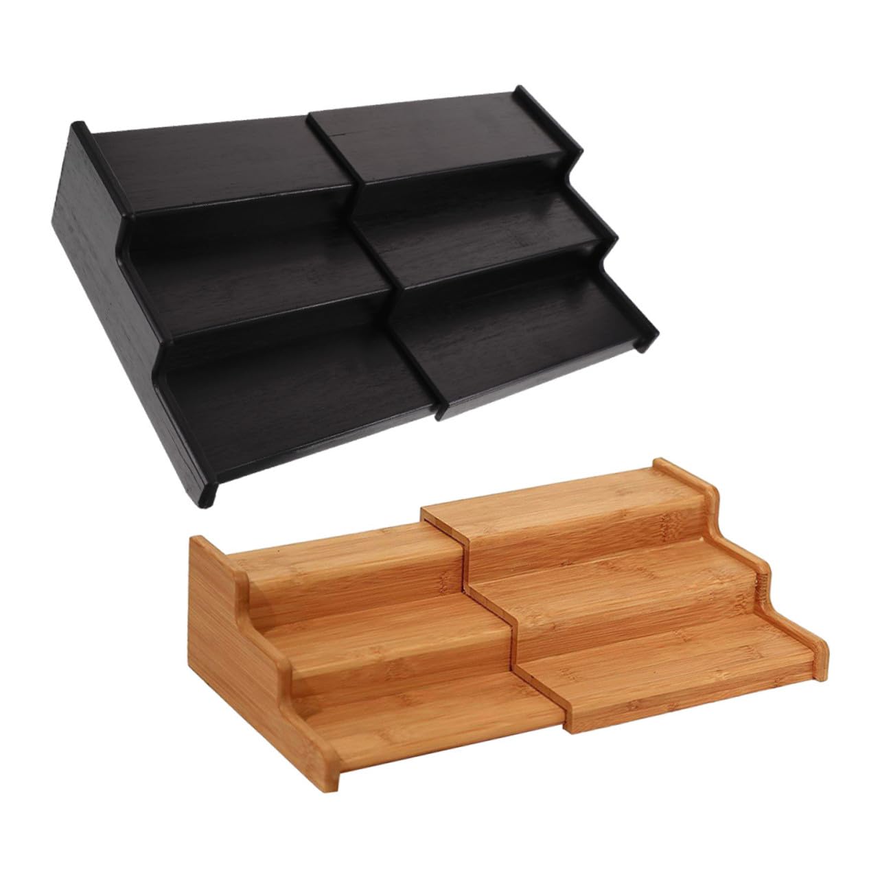 2 Stück Ausziehbares Holz Gewürzregal Küchen Organizer Rutschfest Stabil für Arbeitsplatte Schrank Aufbewahrung Praktische Küchenhelfer
