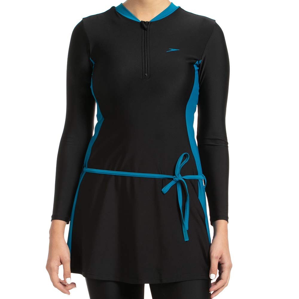 Speedo Women's Endurance 10 Two Piece Full Body Suit Swimwear - Black & Nordic Teal 1