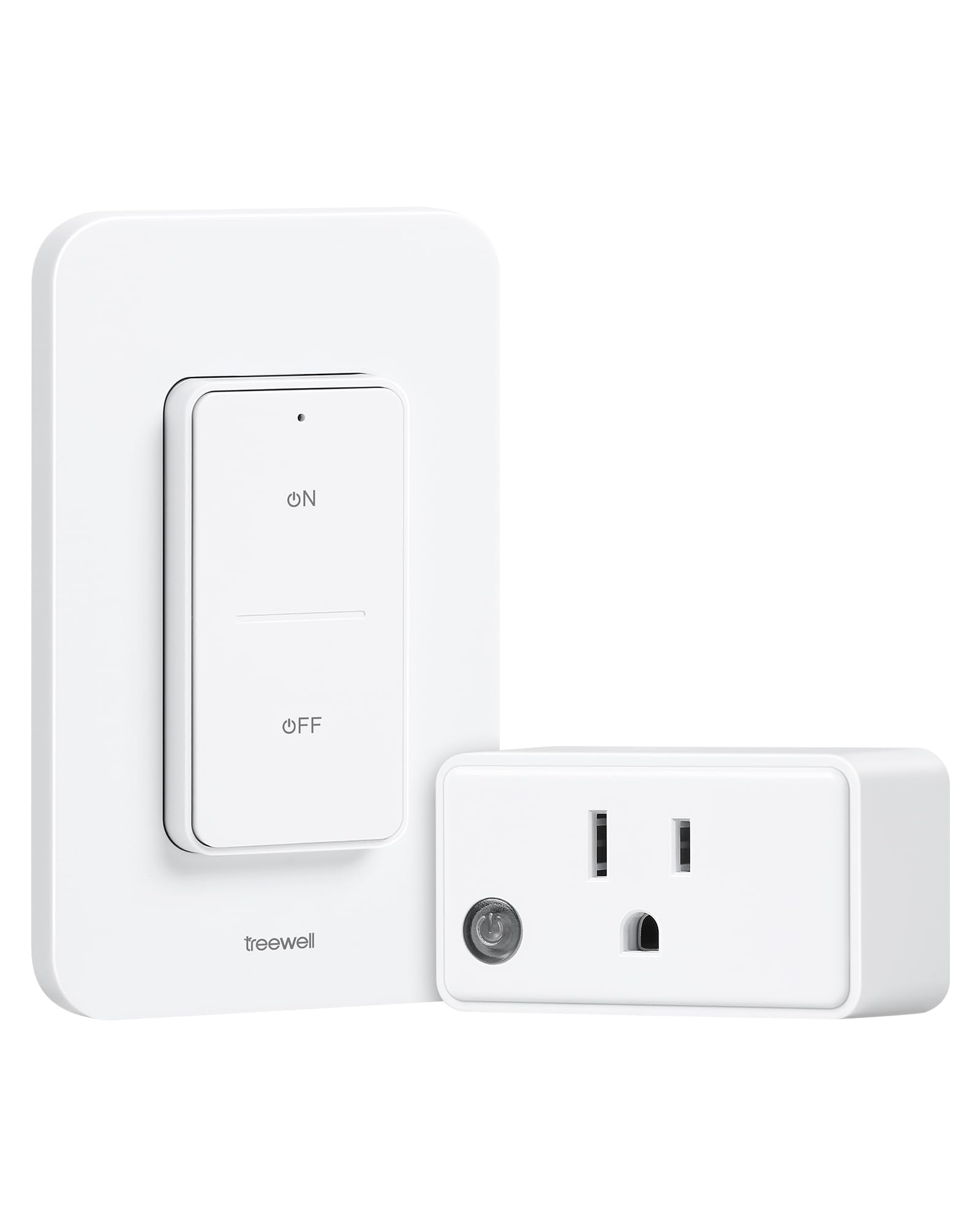 TREEWELL Remote Control Outlet Wireless Wall Switch, 200FT Long Range RF Remote Light Switch, Mini Electrical Outlet Plug, 15A/1875W High-Power for