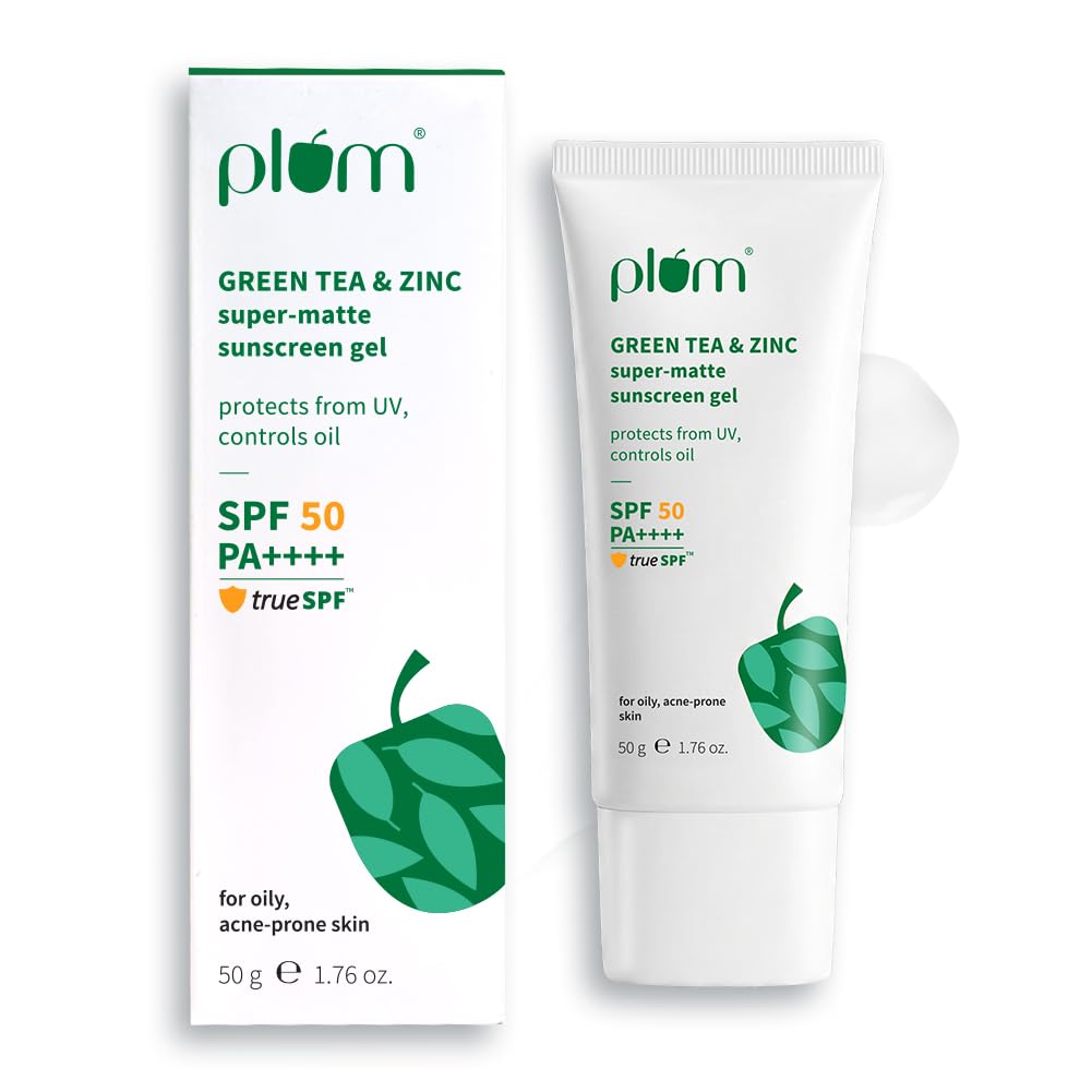 Plum Green Tea & Zinc Super-Matte Gel Sunscreen SPF 50 PA ++++ | Formulated for Oily, Combination and Acne Prone Skin | Protects & Controls Oil | Ligh...