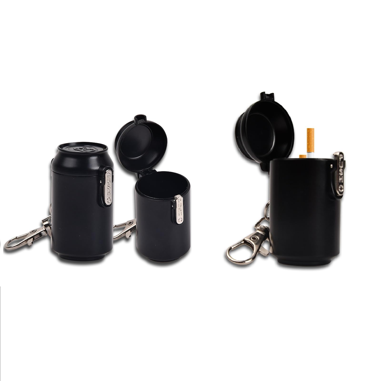 Posacenere Tascabile Portatile - Mini Portacenere Metallico Con Gancio E Coperchio, Antiodore - Foto 5