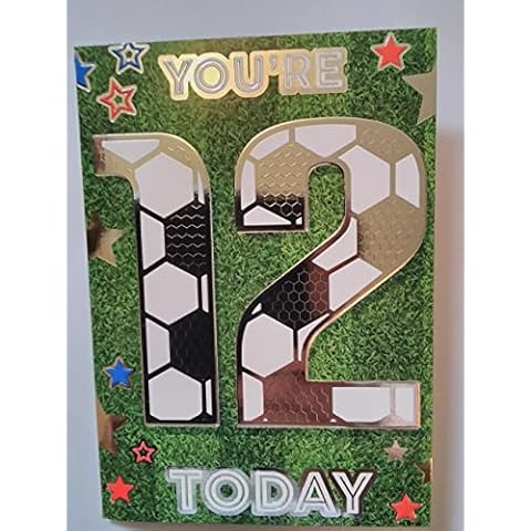 Boys You're 12 Today Birthday Card. Football Style Design for 12th Birthday Cover