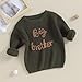 Big Brother Little Brother Matching Outfit Toddler Baby Boy Sweatshirt Letter Embroidery Shirt Winter Clothes (Army Green-Big, 12-18 Months)