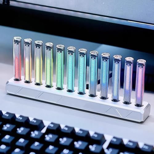 Nixie Tube Music Spectrum Lamp with 12 LED, Customizable Colors, USB Input - Perfect for Parties, Studios, Gaming Rooms, and Hom