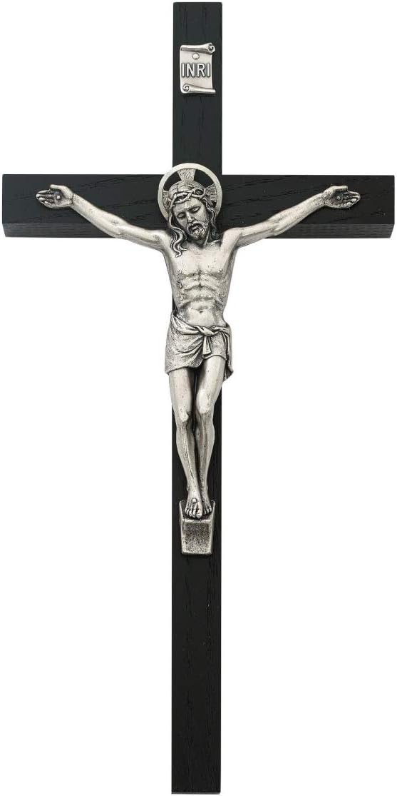 McVan Inc. 8" Black Crucifix Silver Corp - Décor Gift Religious 80-99-MCVAN