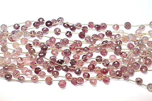 Quartz cerise briolette 8mm fil perles naturelles loisirs creatifs
