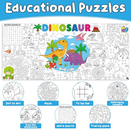 Image of Naozinebi Dinosaur Giant Coloring Poster for Large Coloring Tablecloth Big Paper Sheets Page Dino Table Cloth DIY Activity Game Art Crafts Mat Wall Home Party Decoration Supplies
