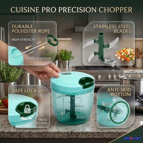 Image of ADD2CART Plastic Manual Vegetable Chopper for Kitchen, Vegetable Cutter for Kitchen, Onion Cutter, Onion Chopper (Multi Colour) (900 ml)
