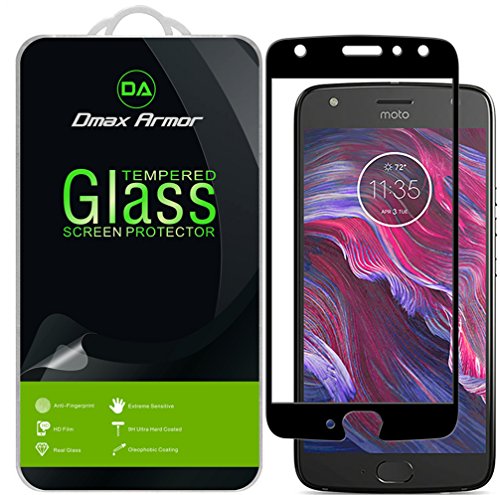 [2-Pack] Dmax Armor for Motorola Moto X4 / Moto X (4th Generation) Screen Protector, (Full Screen Coverage) [Tempered Glass] Anti-Scratch, Anti-Fingerprint, Bubble Free, (Black)
