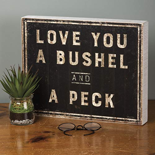 Primitives-by-Kathy-30358-Rustic-Inspired-Box-Sign-Bushel-A-Peck Primitives by Kathy 30358 Rustic Inspired Box Sign Bushel A Peck