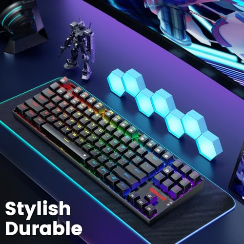 Image of Redragon Wireless Gaming Keyboard, BT /2.4Ghz Tri-Mode Mechanical Keyboard with Aluminum Pannel, Hot-Swap Red Switch, Programmable 87 Keys TKL, LED Rainbow Backlit - K552-KRS