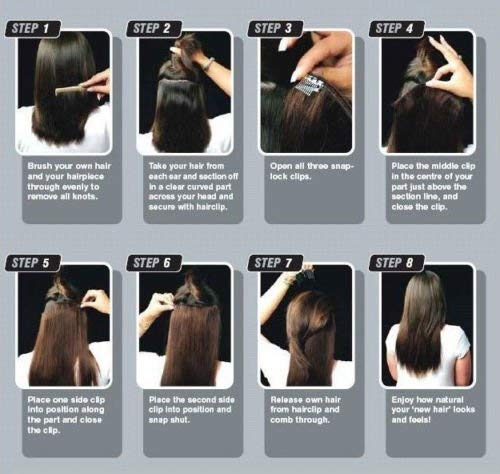Image of Benehair 8pcs 14inch Clip in Hair Extensions Real Human Hair Clip on Double Weft Remy Soft Silky Straight Natural Highlighted Grey