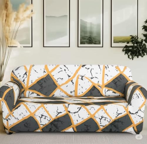 Image of HK 3 Seater Universal Elastic Sofa Cover | 360 Fully Covered Anti-Slip Washable Couch Cover Protector | 140 GSM Stretch Fit Polyester + Spandex Slipcover (180-230cm /SC-001-03)