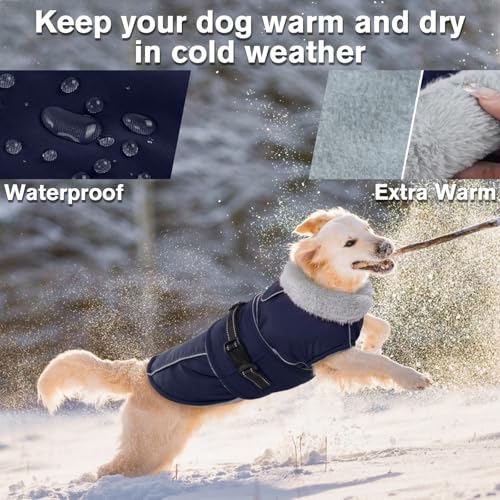 Image of Lelepet Dog Jackets for Medium Dogs Waterproof Dog Coat with Adjustable Fit | Reflective Fleece Vest with Adjustable Buckle Hook & Loop Windproof Cold Weather Coats for Small Medium Large Dogs, Beagle, L