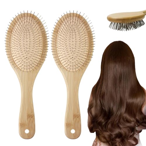 Glow Beauty Hair Brush,Metal Bristle Hair Brush Glow Beauty Bar,Glowbrush,Bristle Hair Brush for Women and Men,Scalp Massage Anti-frizz Styling Hairbrush Comb for Curly Fine Wavy Normal Hair (2PCS)