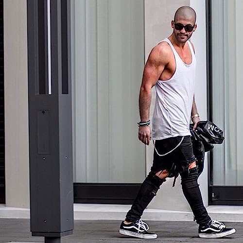 HUNGSON Men's Ripped Skinny Jeans Stretchy Slim Fit Jeans Pants for Men3