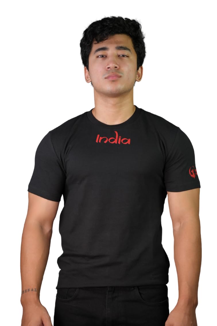 griffin gears Powerlifting Competition T-Shirt – Men's Black India Fitted Gym Tee for Squats, Deadlifts – T-Shirt for Powerlifters, Weightlifting & Strength Training-picture-30