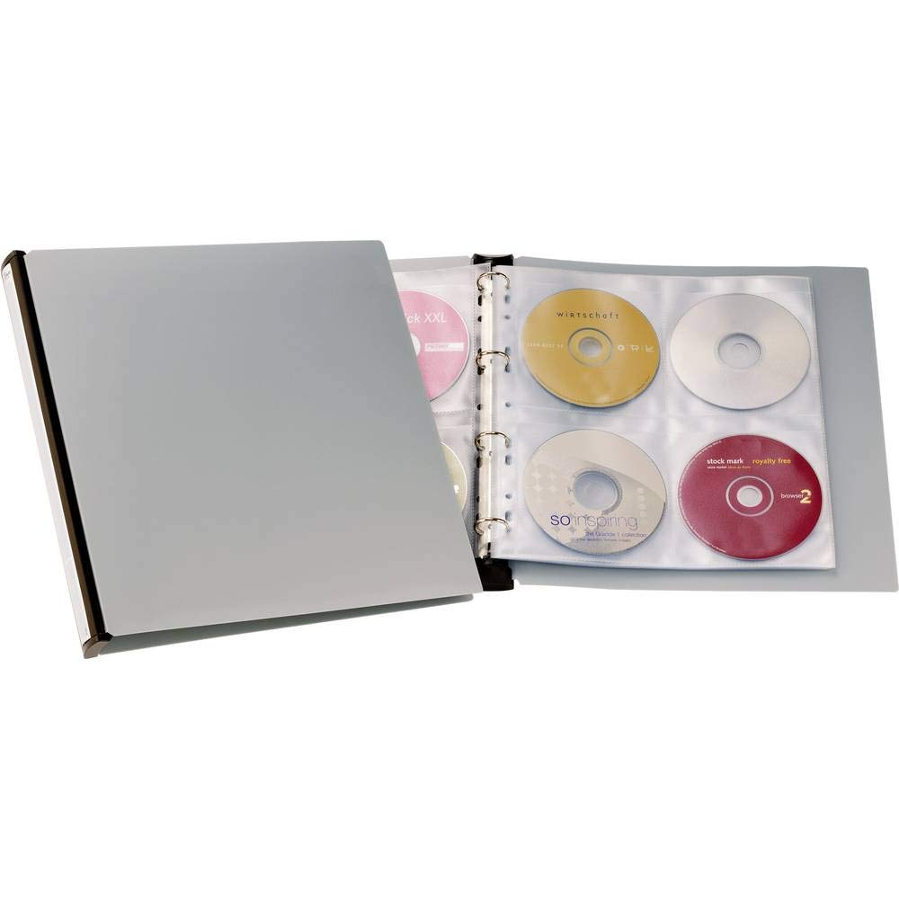 Durable 527701 Classeur 4 Anneaux pour 96 CD/DVD Noir/Argent