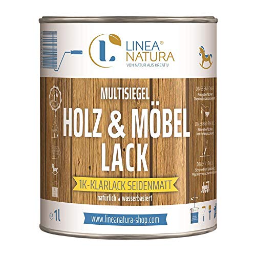 LINEA NATURA® - Holz und Möbellack | Multisiegel Holzschutz Lack | natürlich | wasserbasiert | Klarlack (seidenmatt, 1L)