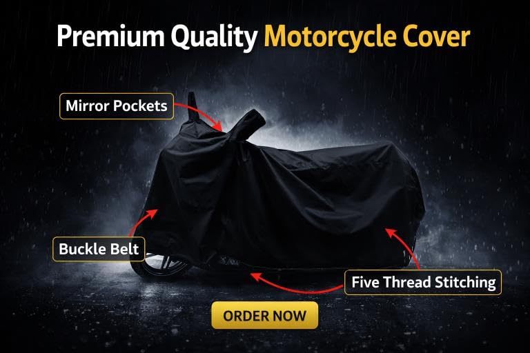 Image of Heavy Duty Waterproof Scooty & Bike Cover for Tvs Star City Plus - UV Resistant, Dustproof & Rain Protection, All-Weather Outdoor Cover for Bikes & Scooty with Buckle Straps